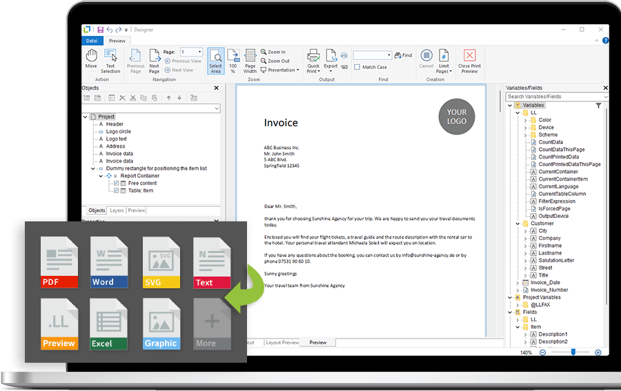 export formats reporting component