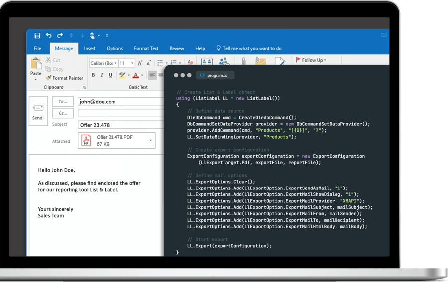 sample code for automated report output