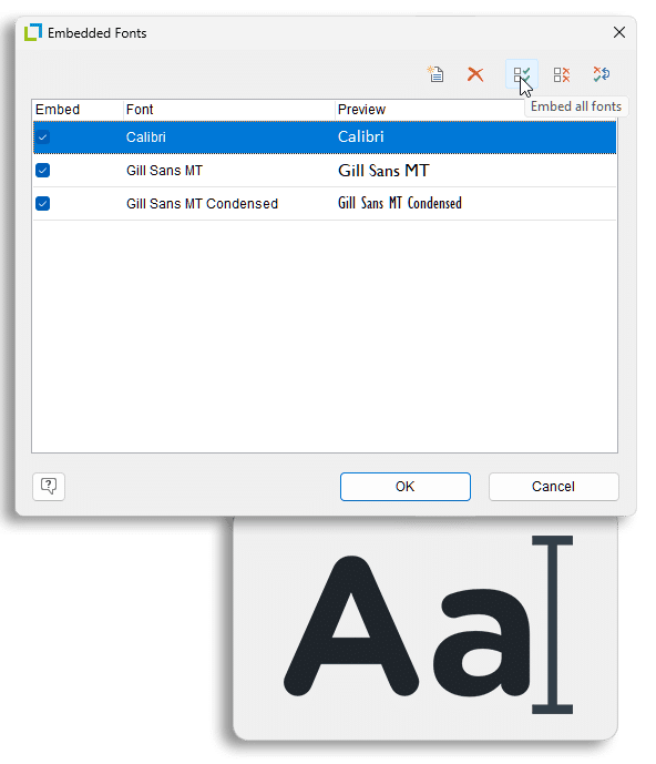 Embedded fonts