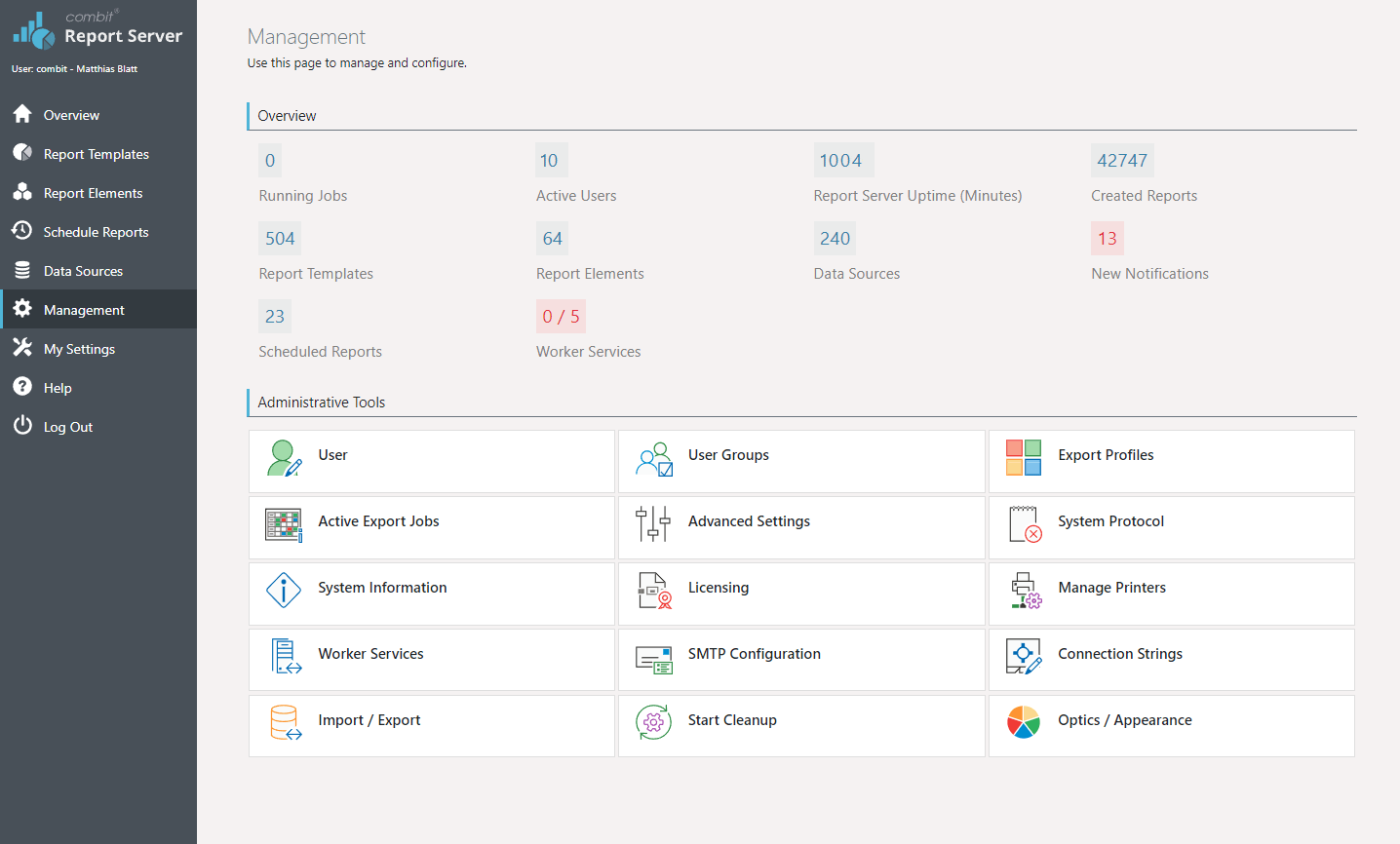 report server management view